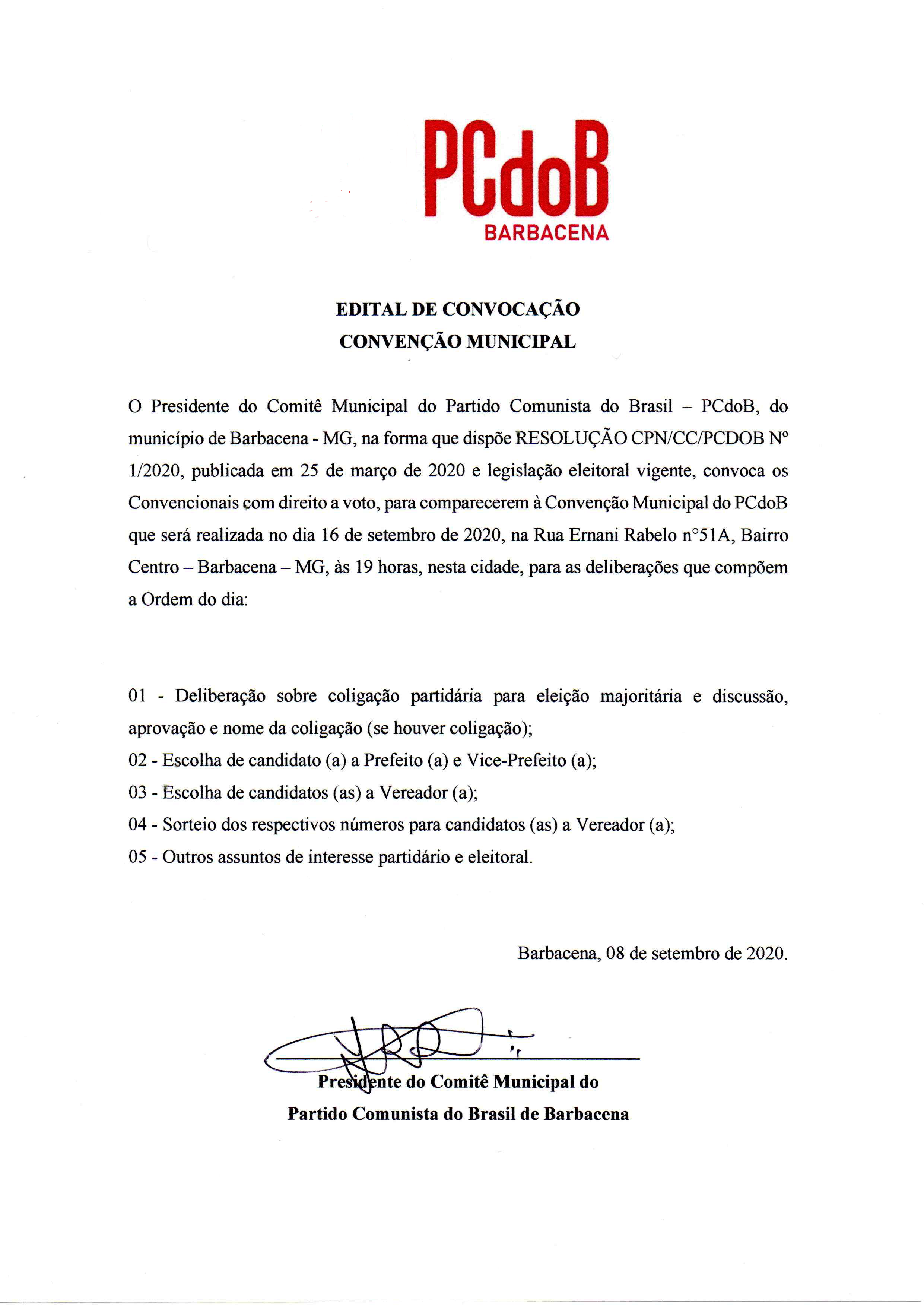 PCdoB convoca filiados para convenção partidária no dia 16 de setembro